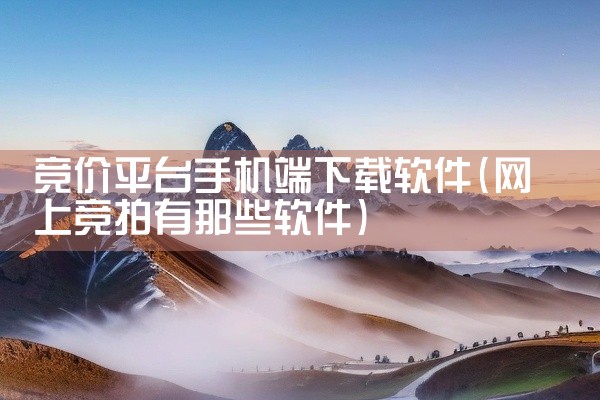 竞价平台手机端下载软件