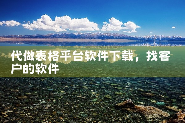 代做表格平台软件下载