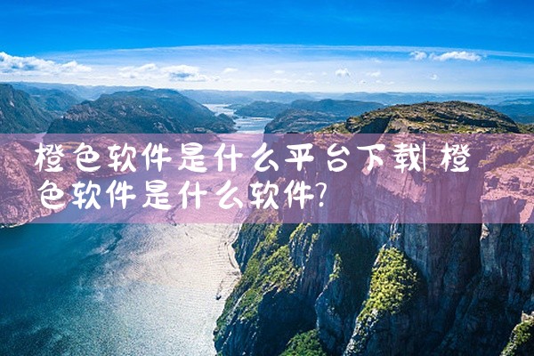 橙色软件是什么平台下载
