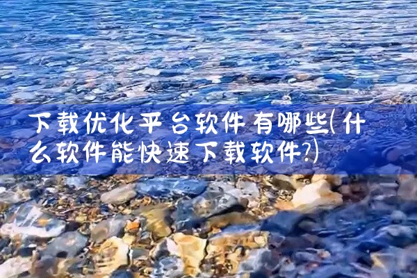 下载优化平台软件有哪些